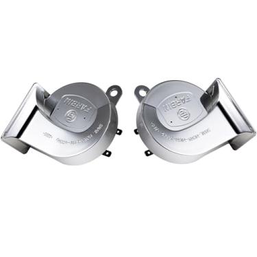 Imagem de Kit de buzina de carro, buzina de caminhão prata, buzina de motocicleta alta à prova d'água, buzina de trem para qualquer veículo de 12 V, buzina GM para Harley Moto (buzina dupla prata de 12 V)