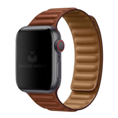Imagem de Pulseira Elos Couro Browness Compatível Com Apple Watch - Baú do Vikin