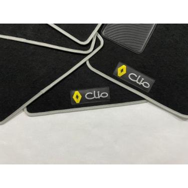 Imagem de Tapetes do Clio preto personalizado bordas cinza - wmk