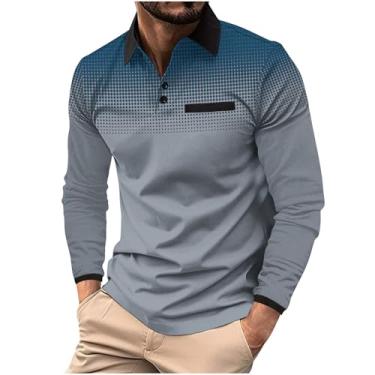 Imagem de Pulôver masculino de manga comprida gradiente atlético, moderno, confortável, casual, blusa clássica de outono para trilhas, camiseta diária, Y1 - cinza, G