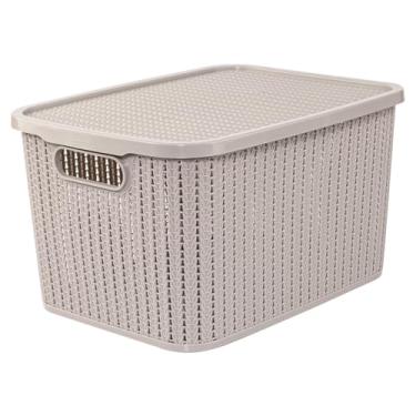 Imagem de Caixa Organizadora de Plástico 29 L com Tampa Trama Plasútil