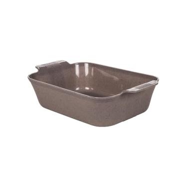 Imagem de Travessa de Plástico Retangular Gourmet 2,5L Cinza Marmorizado Plasútil