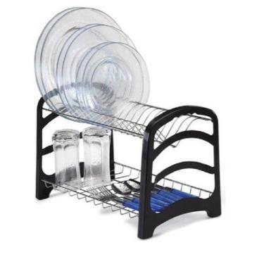 Imagem de Escorredor Secador de Louça 15 Pratos Cor Cromado e Preto Arthi Suprem