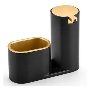 Imagem de Dispenser Para Detergente Bucha Luxo Conceito Preto e Dourado Arthi