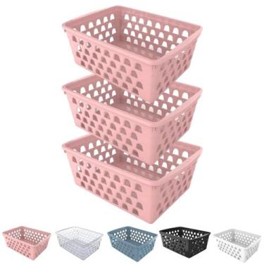 Imagem de Kit 3 Cesto Organizador Multiuso Decorativo 29x20 cm Retangular Alto -