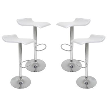 Imagem de Kit 4 Banquetas Belo Horizonte Alta Giratória Branca com Encosto Baixo, Ajuste de Altura e Base Antirriscos, para Cozinha Americana, Ilha e Bancada