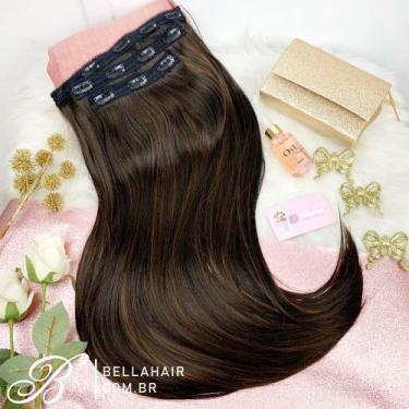 Imagem de Aplique tic tac bio vegetal karina 70 cm castanho com luzes 4/30 - sle