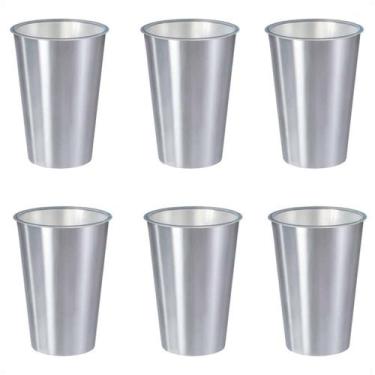 Imagem de Kit 6 Copos 500 Ml Label Inox 14X8,5Cm Leve Prático Multiuso - Arqplas