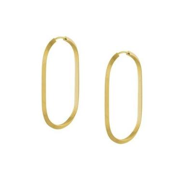 Imagem de Brinco de ouro 18k Argola Oval 2CM - Elegancy Joias