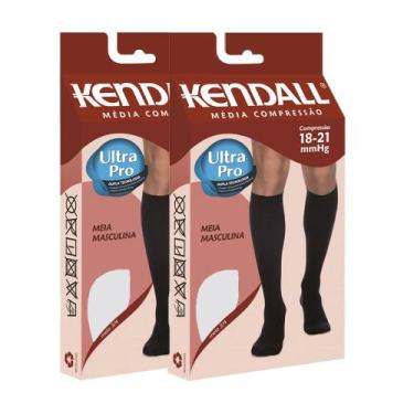 Imagem de Kit 2 Meia de Compressão Kendall Masculina 1802, M, Branco