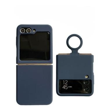 Imagem de Capa de silicone líquido neon para celular, capa para samsung galaxy z flip 3 zflip 4 5 dobra 4 dobra 5 6, azul marinho, para flip 4
