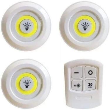 Imagem de Kit 3 Lampada Luminaria Led Spot Sem Fio Controle Remoto SMD - BC BORA