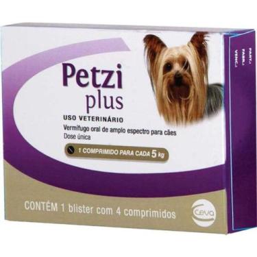 Imagem de Vermífugo Ceva Petzi Plus 350 mg para Cães 5 Kg - 4 comprimidos