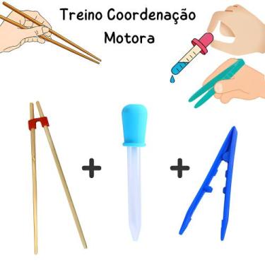 Imagem de Kit Conta Gotas Grande Pinça Hashi Treino Coordenação Motora - Jolulu