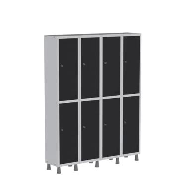 Imagem de Roupeiro Aco Light 4v 08 Portas Gr304/8 Cinza/Preto