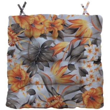 Imagem de Almofada Para Cadeira Futton Wendy 40x40cm Floral Laranja - FASTLAR