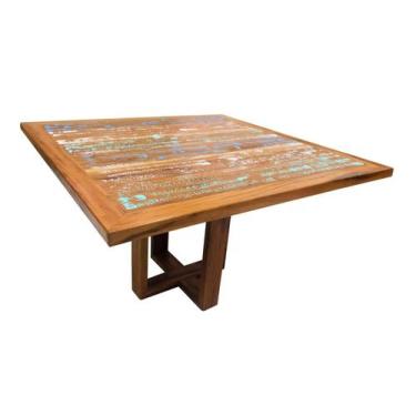 Imagem de Mesa de Jantar 1,5x1,5m Pe Central Madeira de Demolição Peroba Rosa Pa