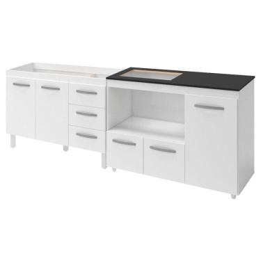 Imagem de Kit Balcão Para Pia 118 Cm Bianca Branco Com Balcão Para Cooktop 4 Bocas Ana Branco