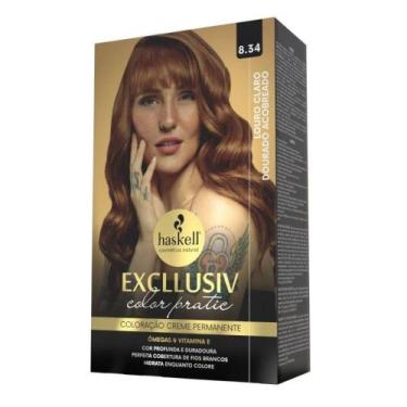 Imagem de Kit Coloração Excllusiv Color Pratic 8.34 Louro Claro Dourado Acobread