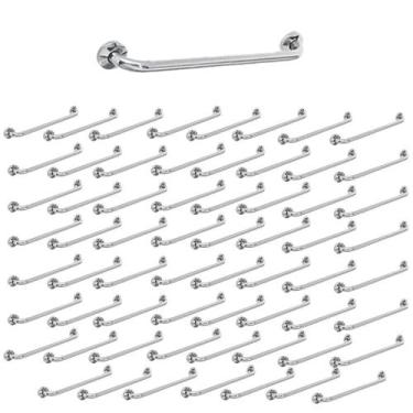 Imagem de Barra Alça Apoio 80Cm Aço Inox Kit 48 Uni Gestante Idoso Cadeirante Ac