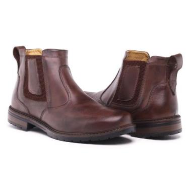 Imagem de Bota Botina Couro Legitimo Palmilha Gel Anti Stress Sola Leve e macia 