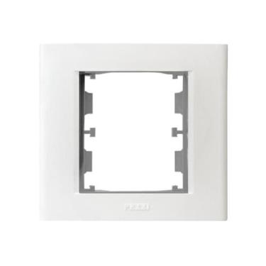 Imagem de Placa + bastidor 2 modulos embutir para moveis branco pezzi
