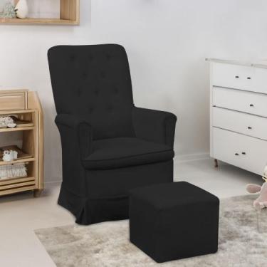 Imagem de Poltrona Amamentação para Quarto Claudia com Puff Amo Estofados, Preto