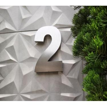 Imagem de Número 2 residencial em aço inox 20cm Casa Portão 3d- Estoque disponív