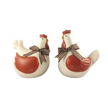 Imagem de Enfeite Decorativo Casal Galinha com Laco Elegance Ferrugem - Decore C