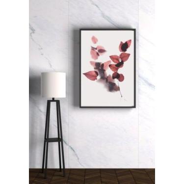 Imagem de Quadro Folhas Vermelhas Elegante Simples Tamanho A3 Com Moldura - RECA