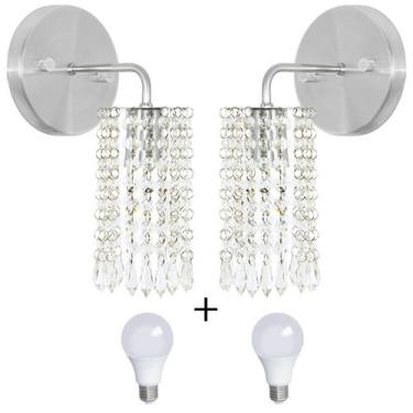 Imagem de Kit 2 Arandelas Cristal Acrilico Clearcrillic Redonda + Lamp - MarryLu