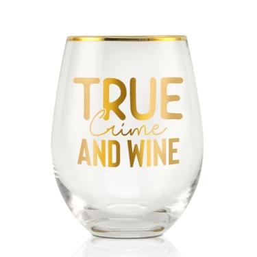 Imagem de Onebttl Presentes True Crime para mulheres, fãs de crime, Podcast True Crime, taça de vinho sem haste de 500 ml, presentes de aniversário de Natal presentes de assassino em série