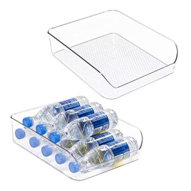 Imagem de Ettori Organizador de garrafas de água, 2 compartimentos organizadores de geladeira e caixas de armazenamento transparentes para geladeira, freezer, armário, prateleira de despensa, livre de BPA