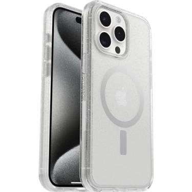 Imagem de OtterBox Capa transparente Symmetry MagSafe para iPhone 15 Pro Max, à prova de choque, à prova de quedas, capa protetora fina, 3X testada para padrão militar, Stardust