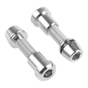 Imagem de Wanyifa Parafuso de titânio M5x16 18 20 mm com arruela parafuso de cabeça sextavada porca de fixação para haste de bicicleta trava de garfo frontal (cabeça cônica prata, M5 x 18 mm)