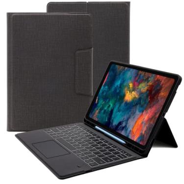Imagem de Capa para Galaxy Tab S7 FE/S8+ Plus/S7+ Plus de 31,5 cm com teclado: Touchpad inteligente, capa com teclado retroiluminado de 7 cores com suporte e suporte para S-Pen para Samsung Galaxy Tab S8 Plus