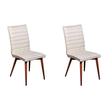 Imagem de Conjunto com 2 Cadeiras Chambly Bege e Cedro