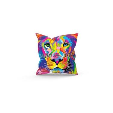 Imagem de Almofada Decorativa Cheia c/ Zíper 25x25 Leão de Judá - Deluzz