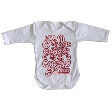 Imagem de body nenê criança roupa bebê manga longa Quando Você Abraça Mundo Gira