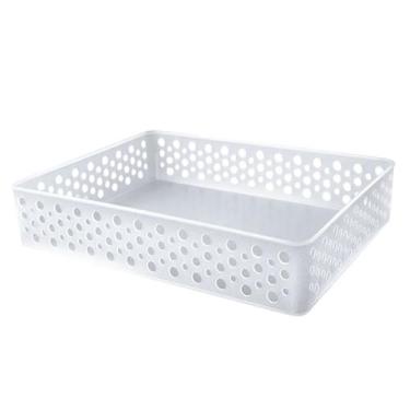 Imagem de Cesto G Organizador 34Cm Armário Gaveta Translúcido Branco - Usual Uti