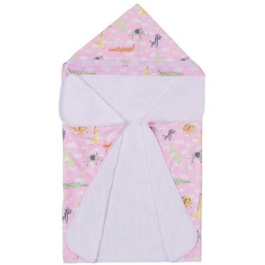 Imagem de Toalha de Banho Bebê Menina Safari Rosa com Capuz - Miguel Baby