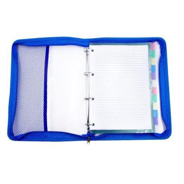 Imagem de Kit Pasta Fichário Universitário Cristal ACP + Refil e Divisórias, Azu