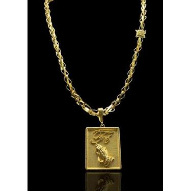 Imagem de Corrente elo x Moeda antiga + Pingente da fé - Lobin Jóias