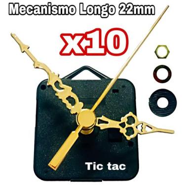 Imagem de Combo 10 Mecanismos P/ Montar Relógio Artesanato 22mm Ponteiro Especia