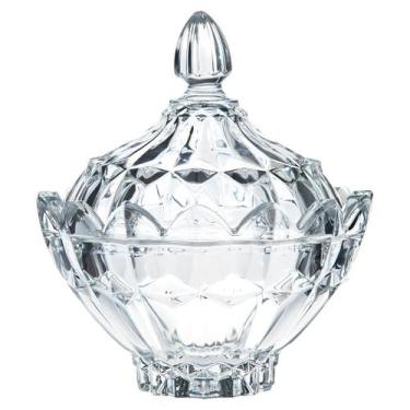 Imagem de Bomboniere de Vidro em Relevo com Tampa 17x20cm Sofisticada - Freecom