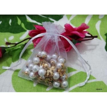 Imagem de 100 saquinhos de organza Fita Cetim Branco 7X10 - OKABOX