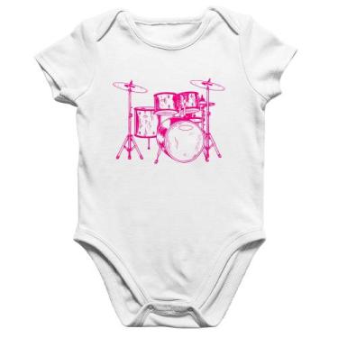 Imagem de Body Bebê Algodão Bateria Música (rosa) - Foca na Moda, Branco, P
