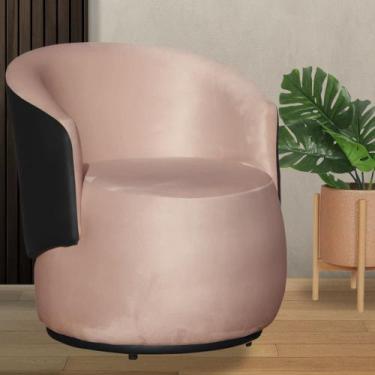 Imagem de Poltrona Orgânica Veludo Rosa Com Composê Preto - Belliv Decor