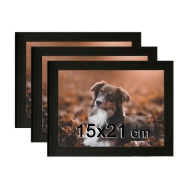 Imagem de Kit 3 Porta Retratos C/vidro 15x21 A5 Moldura Preta para fotos e decor