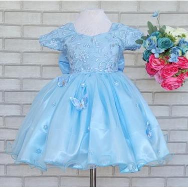 Imagem de Vestido Luxuoso Jardim Encantado Bebê Azul - coloribaby